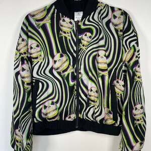 Disney Nightmare Before Christmas Jack Skellington Trippy Bomber Jacket Small